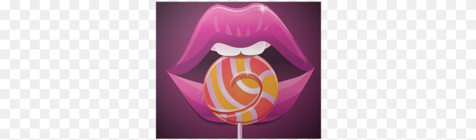 Lips And Striped Lollipop Illustration, Candy, Food, Sweets Free Png Download
