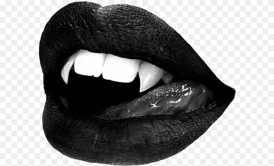 Lips Black Vampire Spooky Halloween Sticker By Black And White Aesthetic Halloween, Body Part, Mouth, Person, Teeth Free Png Download