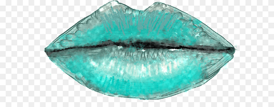 Lips Blue Drawing Watercolor Oil Girl Makeup Lipstick, Accessories, Gemstone, Jewelry, Crystal Free Png Download