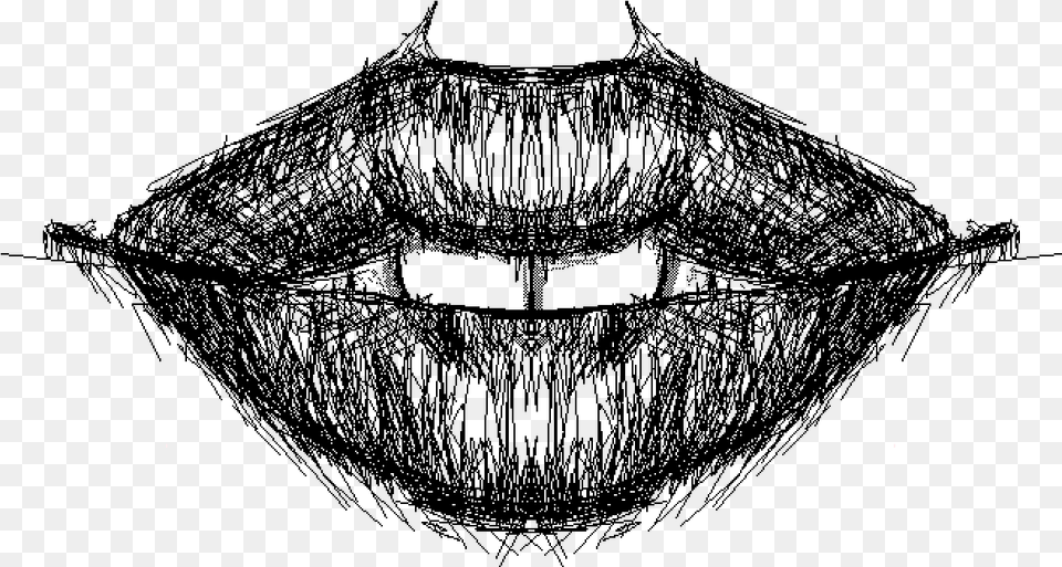 Lips Drawing Creepy Lips Drawing, Gray Free Transparent Png