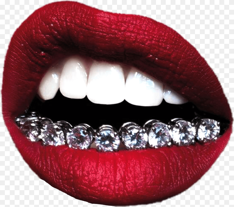 Lips Gril Diamonds Lips With Diamonds, Body Part, Mouth, Person, Teeth Png Image
