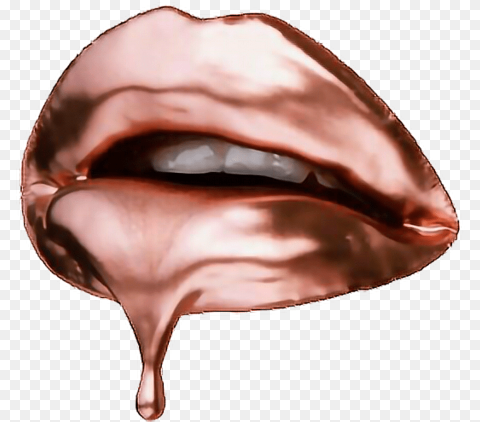 Lips Kiss Dripping Rosegold Lips Kiss Lipstick Rose Gold Lip, Body Part, Mouth, Person, Cream Png Image