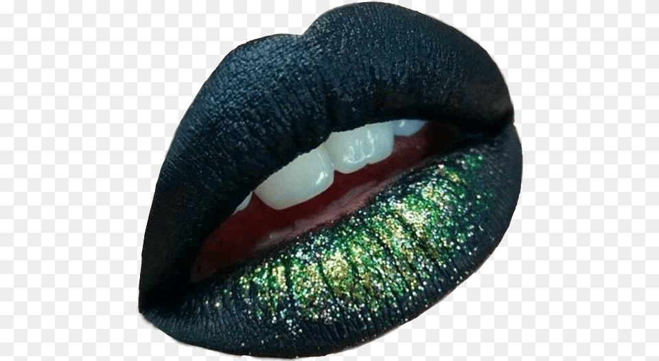 Lips Labios Boca Green Shine Brilho Glitter Ombrelips Black And Green Lips, Body Part, Mouth, Person, Teeth Png