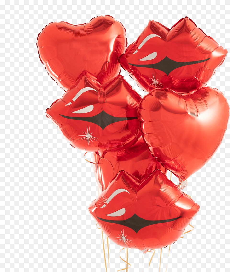 Lips U0026 Hearts Half Dozen Helium Filled Balloon Bouquet Heart, Clothing, Lifejacket, Vest, Glove Free Transparent Png