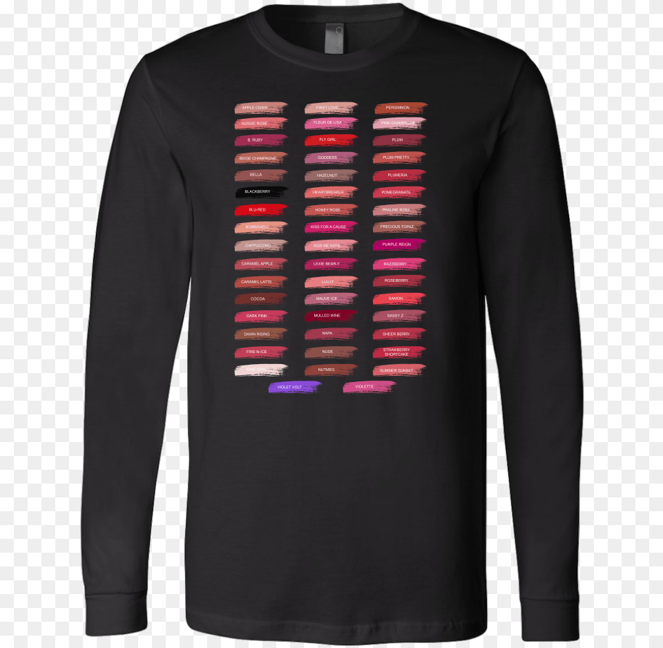 Lipsense 50 Shades Lip Color Swatches Canvas Tee Long Transparent Background Ugly Sweater, Clothing, Long Sleeve, Sleeve, T-shirt Png Image