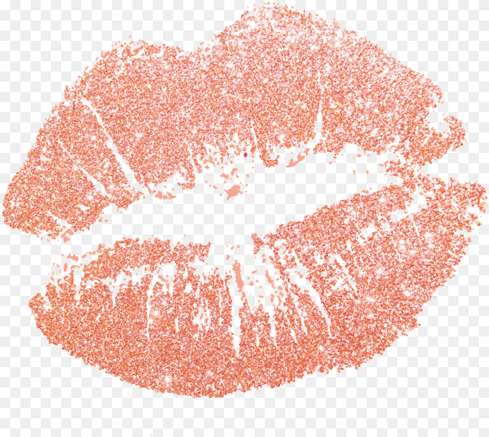 Lipstick Lip Print Rose Gold Glitter Lips, Body Part, Mouth, Person, Cosmetics Png