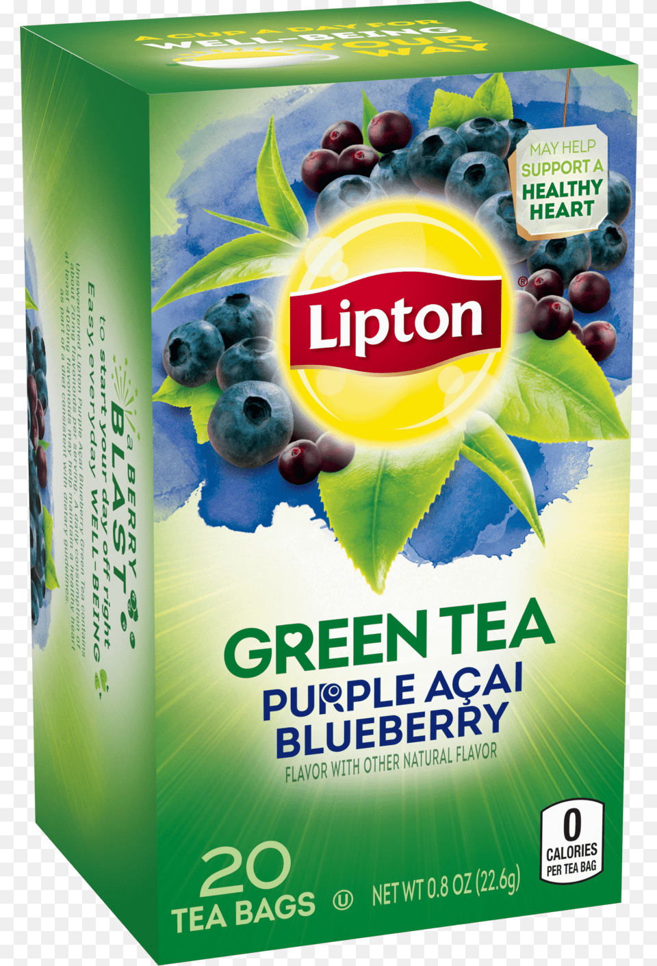 Lipton Green Tea Decaffeinated 40 Count, Berry, Blueberry, Food, Fruit Free Png Download