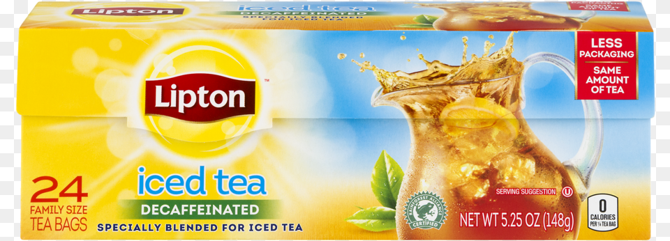 Lipton Iced Tea Decaffeinated 24 Ct Lipton Family Black Iced Tea Bags Unsweetened 24 Ct, Beverage, Juice Png Image