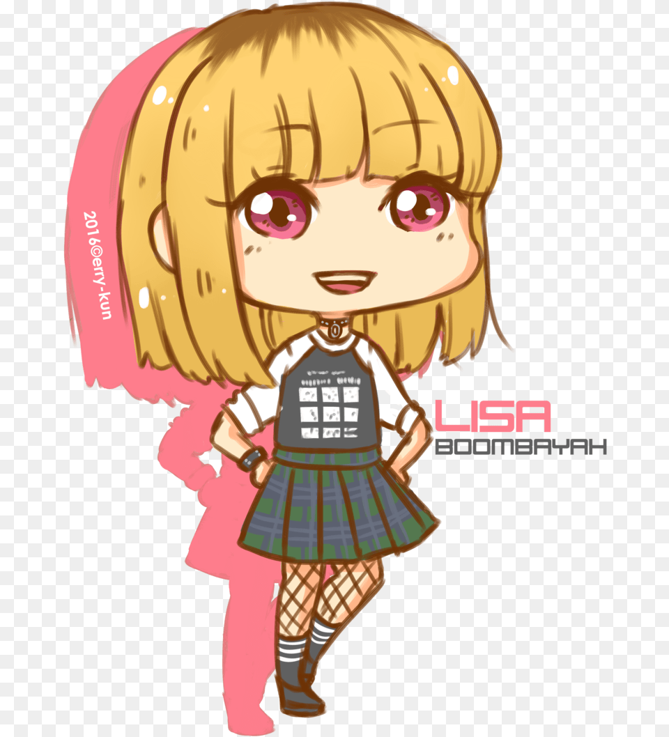 Lisa Black Pink Chibi, Book, Clothing, Comics, Skirt Png Image