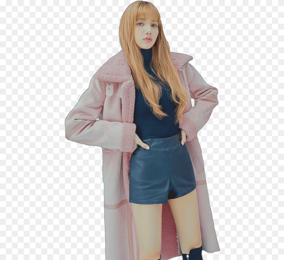 Lisa Blackpink Photoshoot Guess X Blackpink Winter Collection, Clothing, Coat, Jacket, Adult Free Png