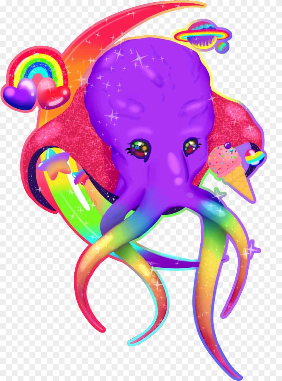 Lisa Frank Illithid Art Common Octopus, Purple, Baby, Person, Graphics Free Png Download