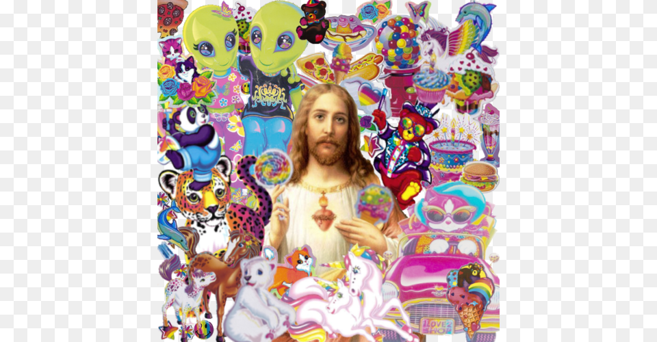 Lisa Quotjesusquot Frank Lisa Frank Jesus, Person, People, Art, Collage Png