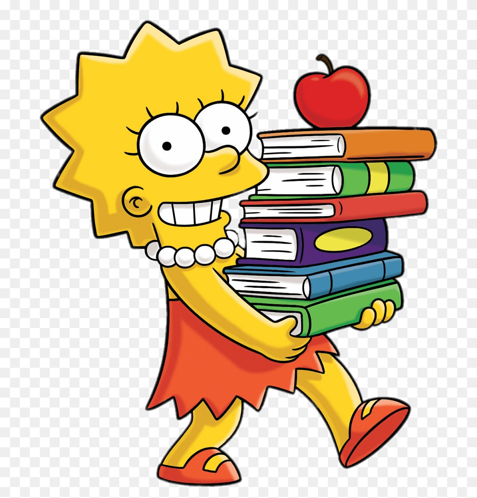 Lisa Simpson With A Pile Of Books, Dynamite, Weapon Free Transparent Png