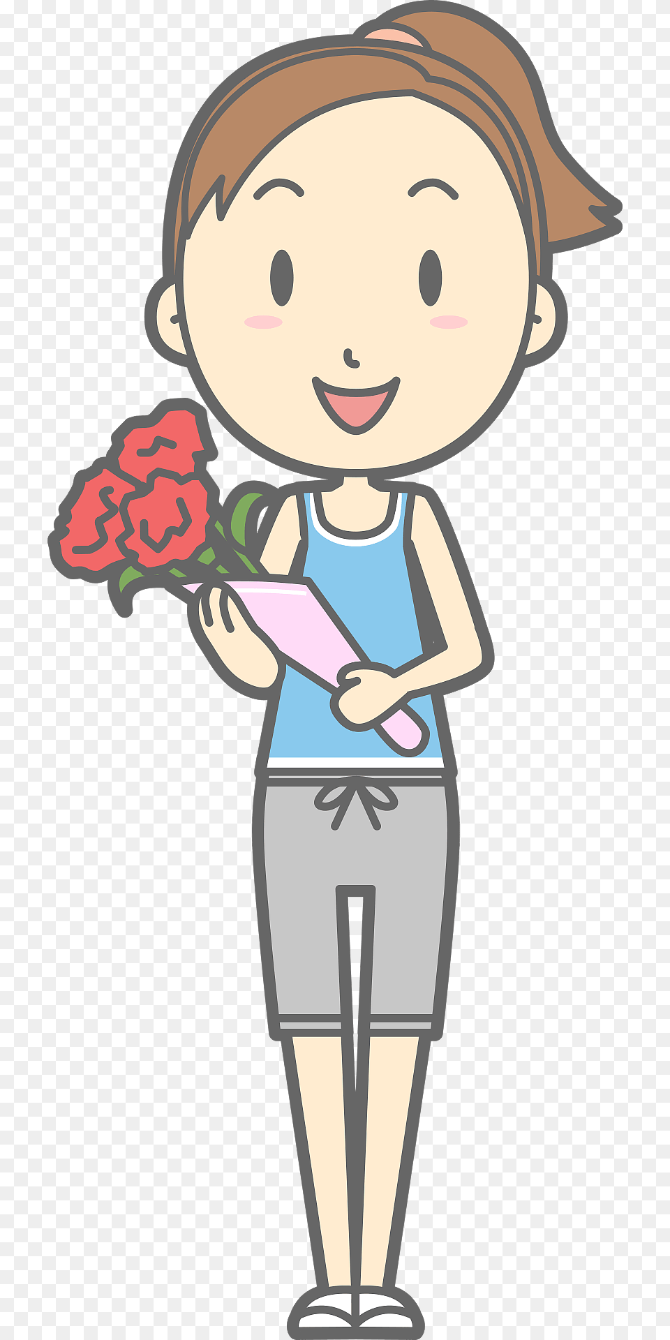 Lisa Woman Is Holding A Carnation Bouquet Clipart, Book, Comics, Publication, Person Free Png Download