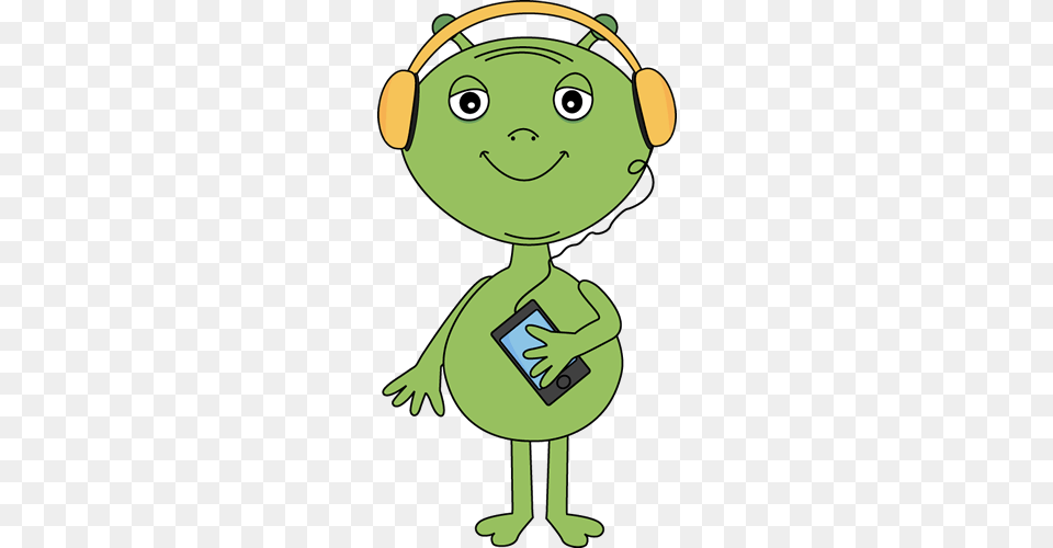 Listen Music Cliparts, Green, Cartoon, Baby, Person Free Png