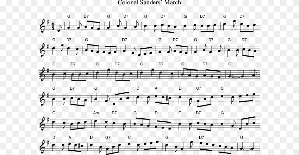 Listen To Colonel Sanders39 March Sheet Music, Sheet Music Free Png Download