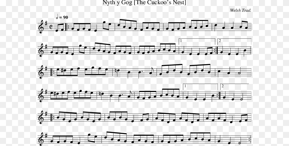 Listen To Nyth Y Gog The Cuckoo39s Nest, Sheet Music Free Transparent Png