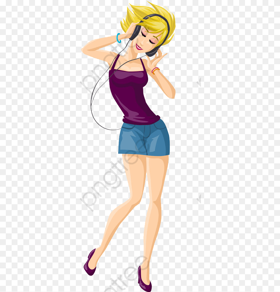 Listening To Music Clipart Dancing Listen To Music, Adult, Publication, Person, Woman Png