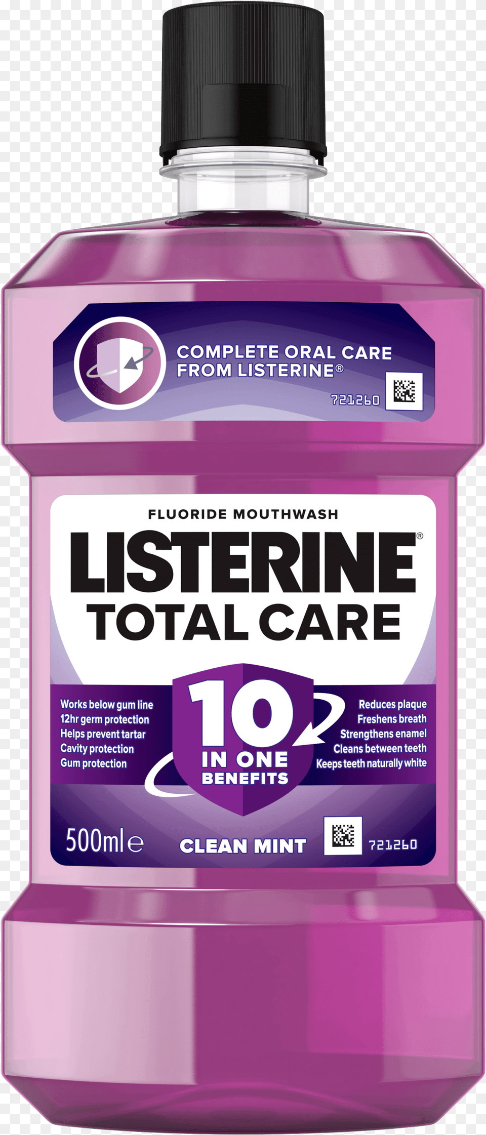 Listerine Total Care Listerine Mouthwash Total Care, Purple, Bottle, Qr Code, Cosmetics Png Image
