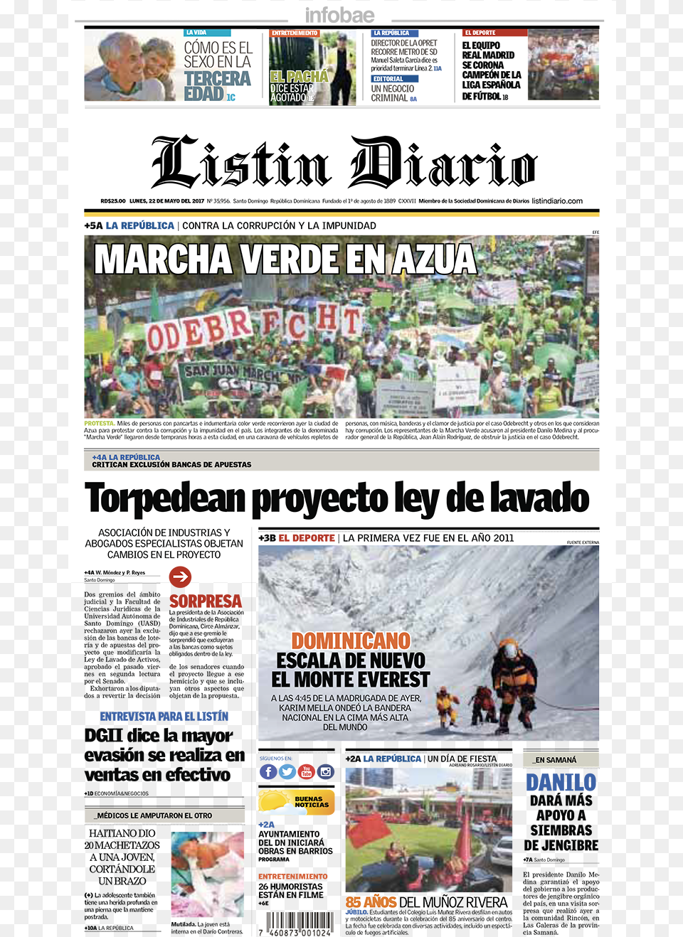 Listin Diario Repblica Dominicana Lunes 22 De Mayo, Advertisement, Poster, Person, Newspaper Free Png