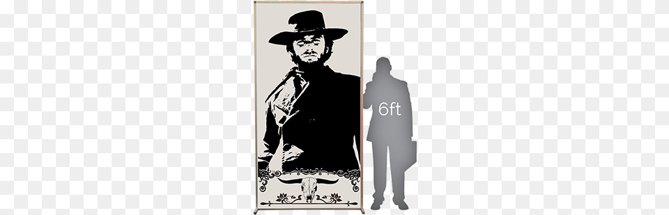 Lit Silhouette Wall Clint Eastwood Clint Eastwood Black And White Cowboy, Clothing, Hat, Adult, Book Png Image