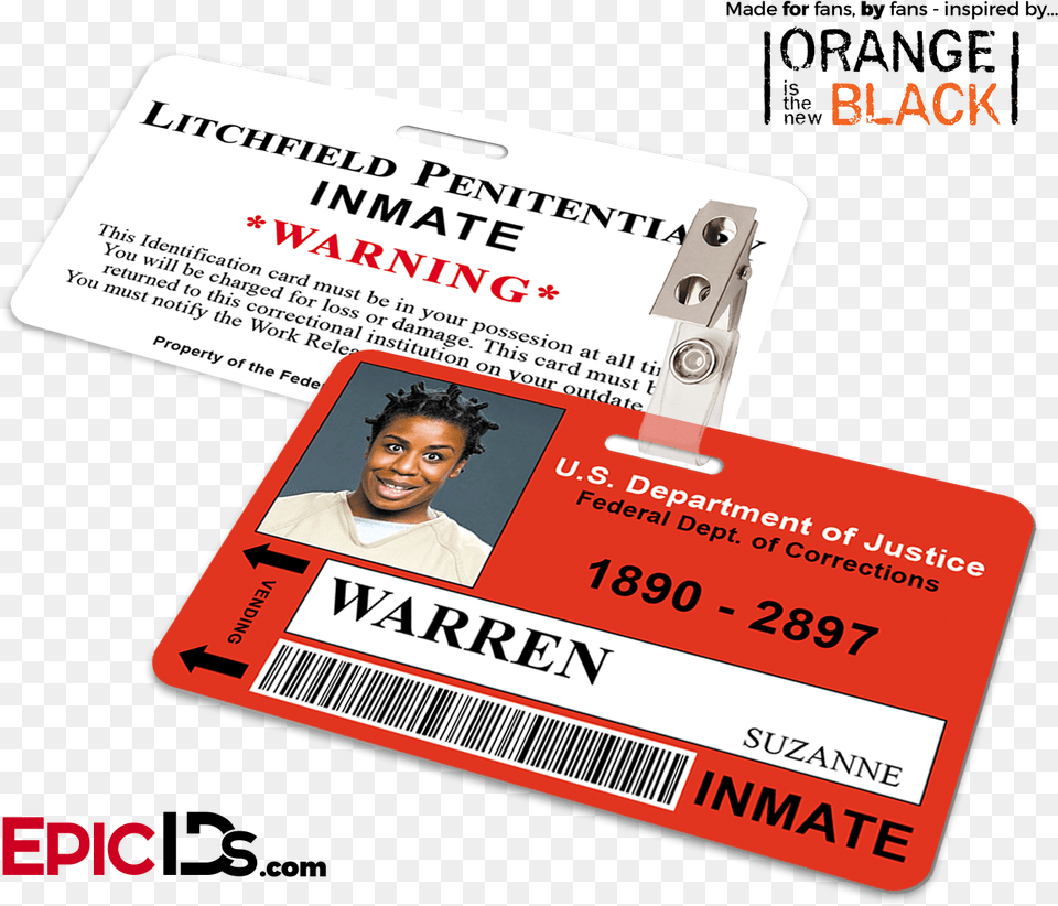 Litchfield Penitentiary 39oitnb39 Inmate Wearable Id Orange Is The New Black Id, Text, Person, Girl, Female Free Png Download