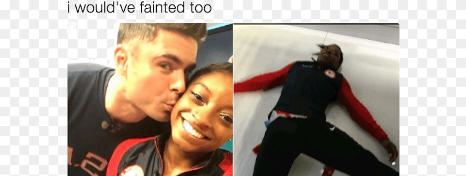 Literally Just 21 Hilarious Tweets About Simone Biles Zac Efron Kissy Face, Adult, Romantic, Portrait, Photography Png Image