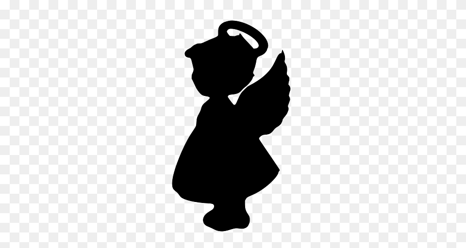 Little Angel Girl With Halo, Silhouette, Baby, Person, Stencil Free Png Download