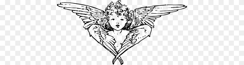 Little Angel With Wings Wrapped Around Him, Face, Head, Person, Art Png