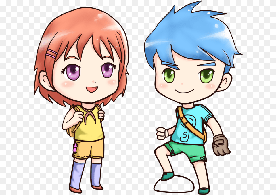 Little Anime Boy And Girl Image One Call From Best Friend, Book, Comics, Publication, Baby Png