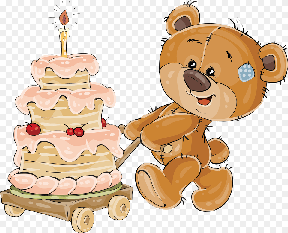 Little Bear Birthday Teddy Bear, Cake, Dessert, Food, Birthday Cake Free Png