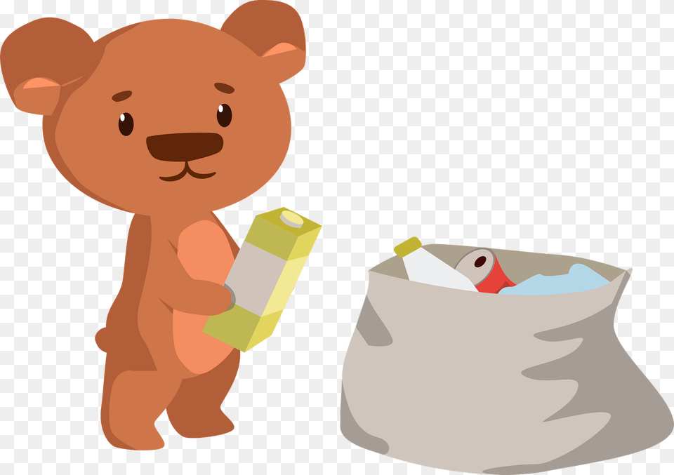 Little Bear Cleaning Up Clipart, Animal, Bag, Mammal, Wildlife Png Image
