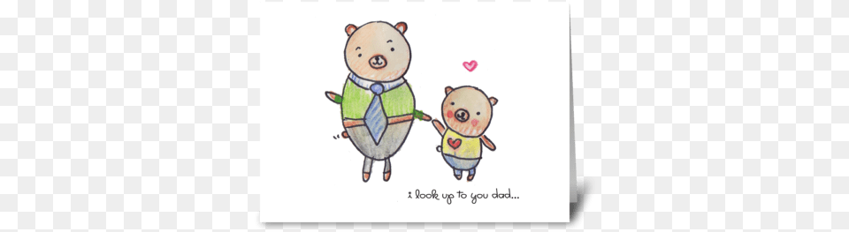 Little Bear With Dad Greeting Card Cartoon, Nature, Outdoors, Snow, Snowman Free Png Download