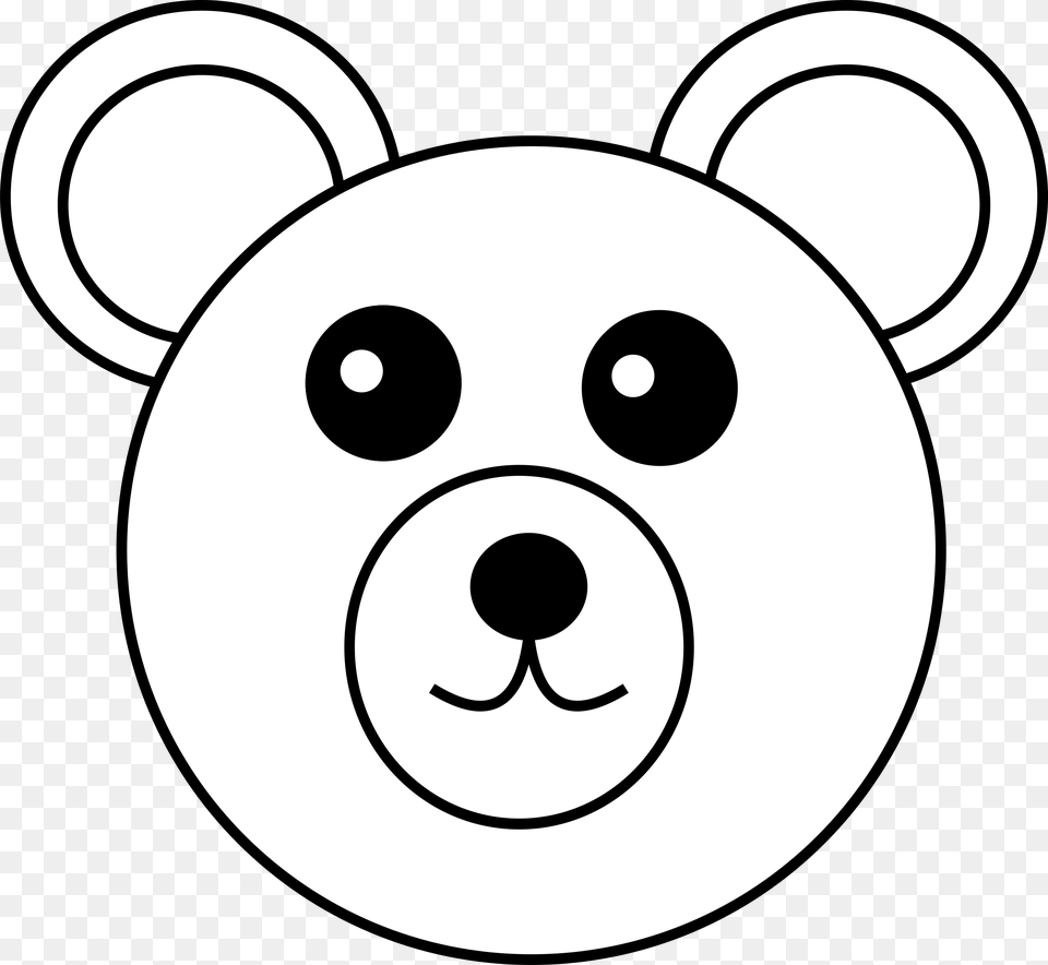 Little Big Image Bear Face Clipart Black And White, Disk Free Png Download