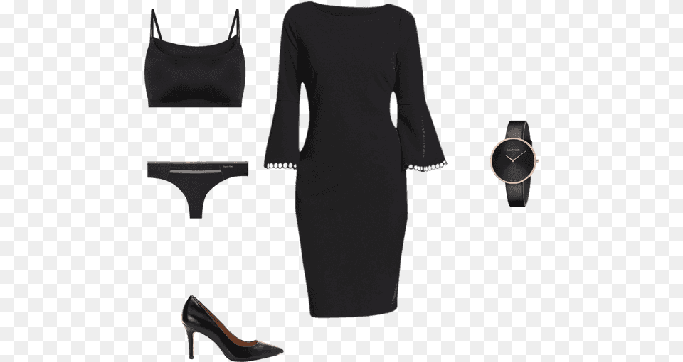 Little Black Dress, Clothing, Footwear, High Heel, Long Sleeve Free Transparent Png