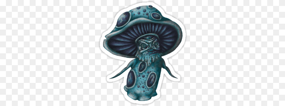 Little Blue Mushroom Creature On Sticker By Imogen Myconid, Alien, Water, Figurine, Animal Free Png