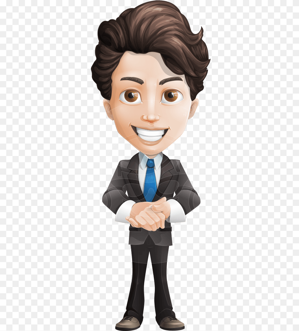 Little Boy Businessman Cartoon Vector Character Aka Wavy Hair Cartoon Boy, Photography, Formal Wear, Accessories, Tie Free Transparent Png