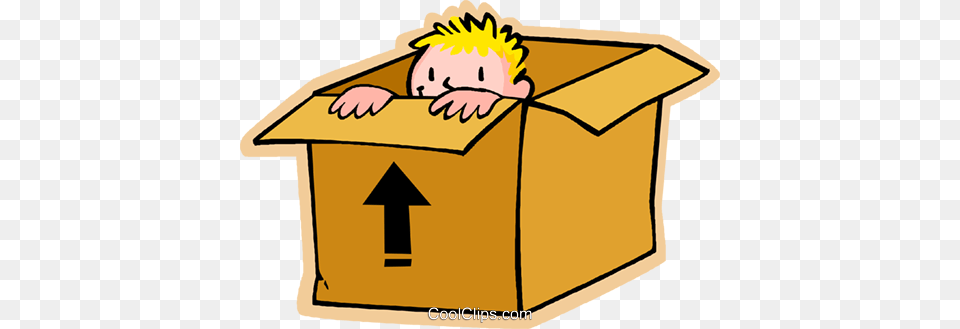 Little Boy Hiding In A Box Royalty Vector Clip Art, Cardboard, Carton, Baby, Person Free Png