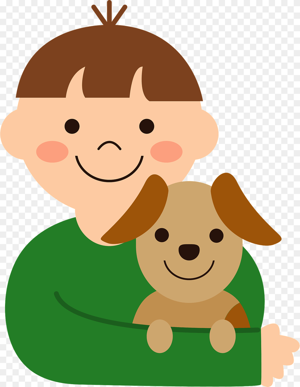 Little Boy Holding His Dog Clipart, Cartoon, Baby, Person, Face Png Image