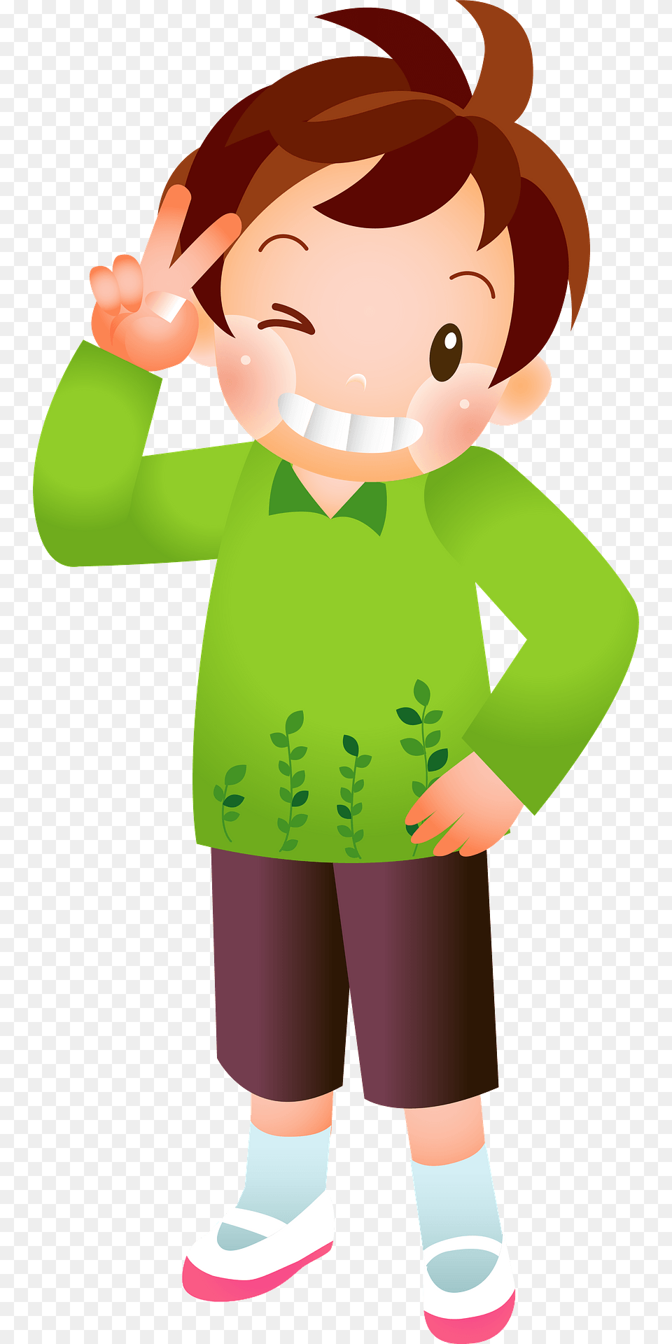 Little Boy Is Winking And Giving Is Giving V Sign Clipart, Clothing, Long Sleeve, Sleeve, Baby Png