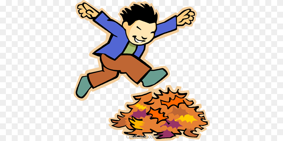 Little Boy Jumping Through A Pile Of Leav Royalty Vector Clip, Baby, Person, Face, Head Free Png Download
