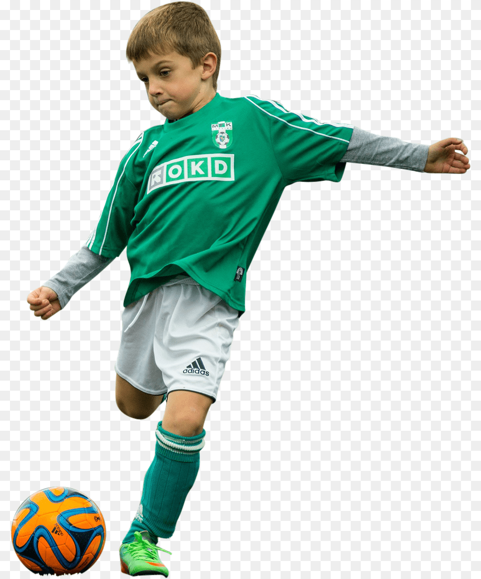 Little Boy Play With Football Kid Kicking Soccer Ball, Sphere, Soccer Ball, Sport, Person Png Image