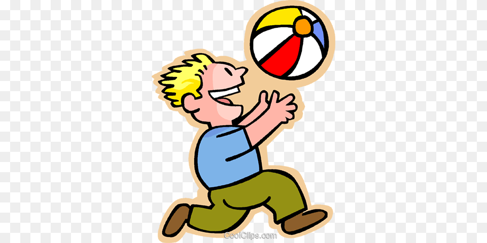 Little Boy With A Beach Ball Royalty Vector Clip Art, Kneeling, Person, Baby, Juggling Png Image