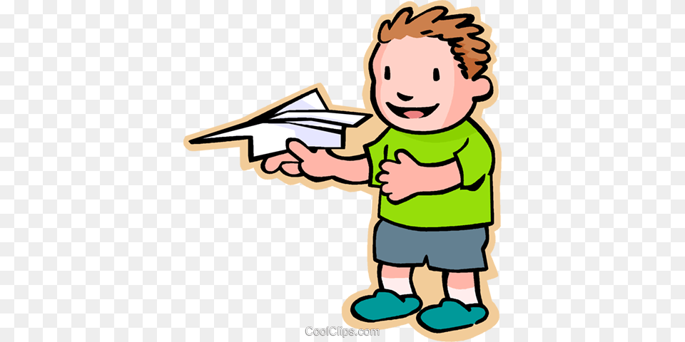 Little Boy With A Paper Plane Royalty Vector Clip Art, Person, Reading, Baby, Book Png