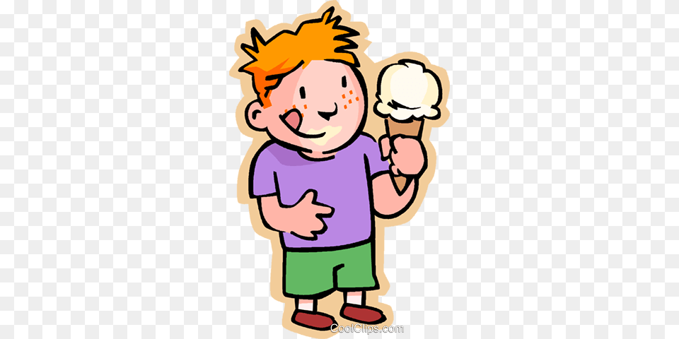 Little Boy With An Ice Cream Cone Royalty Vector Boy Eating Ice Cream, Dessert, Food, Ice Cream, Baby Free Png Download