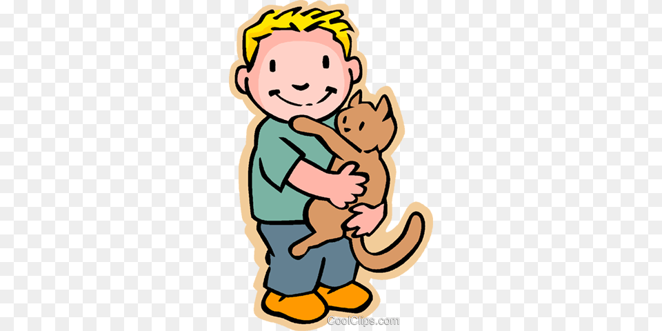Little Boy With Cat Royalty Vector Clip Art Illustration, Baby, Person, Face, Head Png