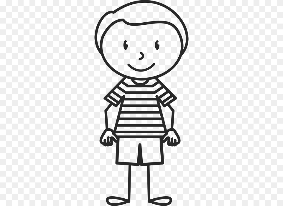 Little Boy With Striped Shirt Stamp Stick Figure Stamps Stamptopia, Face, Head, Person, Baby Free Png Download