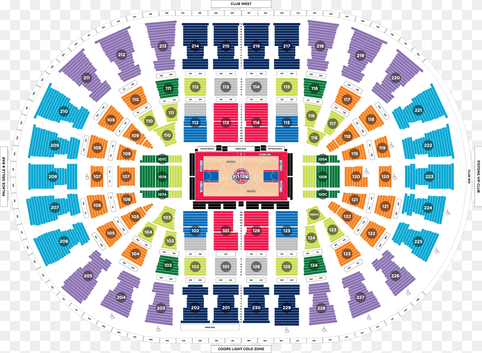 Little Caesars Pistons Seating Chart Png