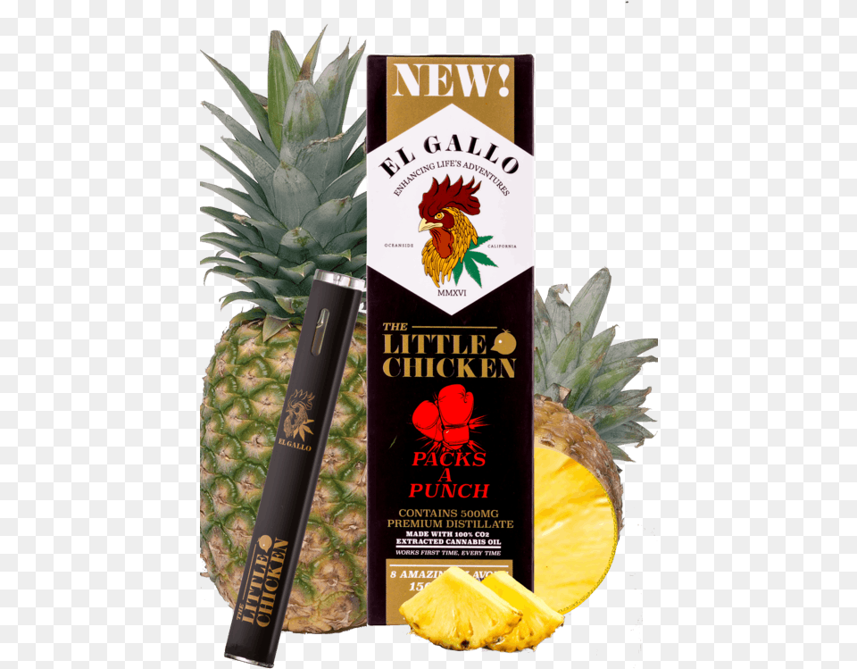 Little Chicken Disposable El Gallo Wax Pen, Produce, Plant, Pineapple, Fruit Png