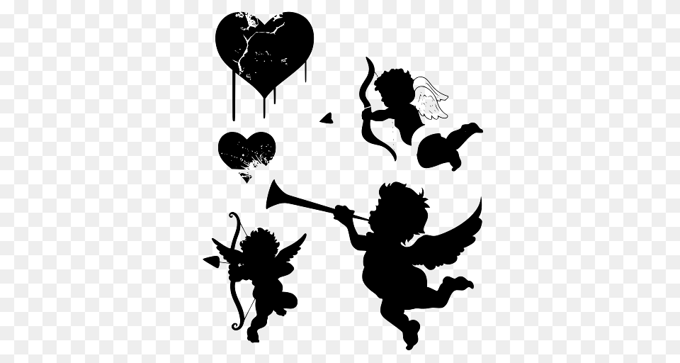 Little Cupids Celebrating Love, Silhouette, Baby, Person, Cupid Free Transparent Png